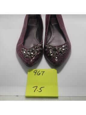 Falchi Women’s Burgundy Synthetic Slip-On Ballet Flats Pointed Toe 7.5